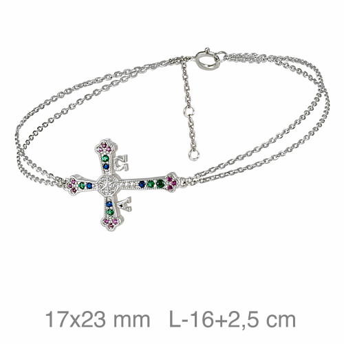 PULSERA PLATA CRUZ ASTURIAS ZTAS COLOR