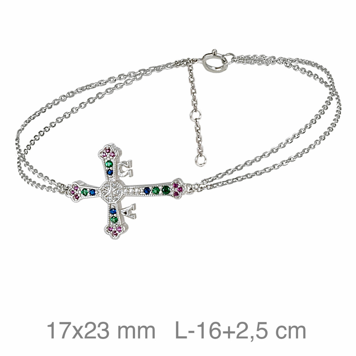 PULSERA PLATA CRUZ ASTURIAS ZTAS COLOR
