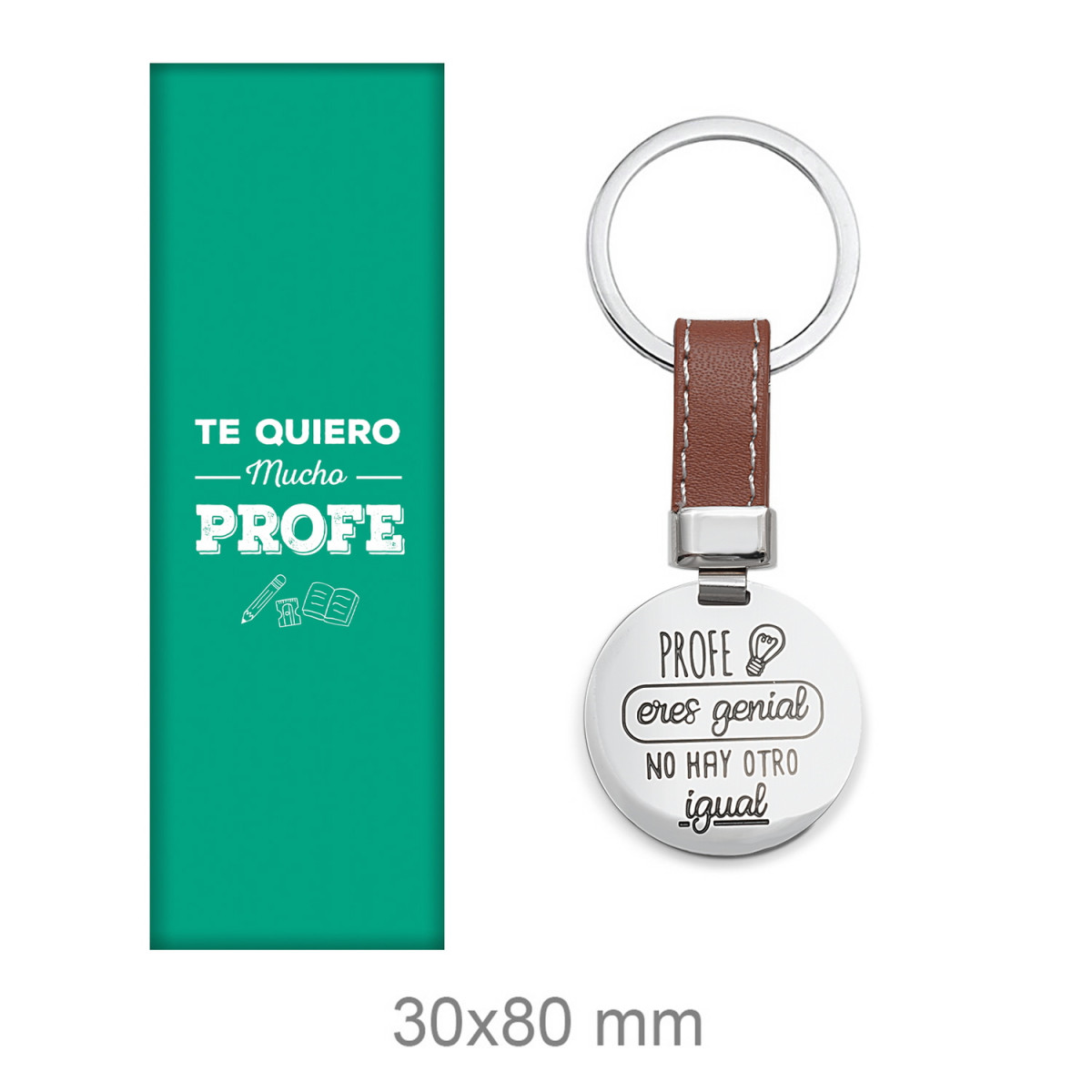 LLAVERO ACERO -PROFE ERES GENIAL