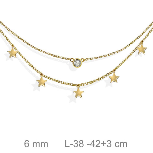 GARGANTILLA PLATA B.ORO CHATON ESTRELLAS