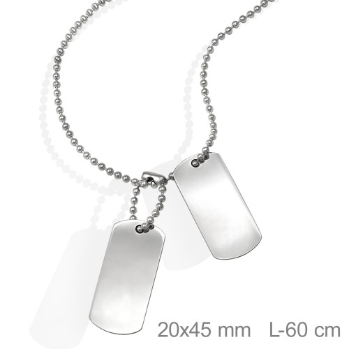 COLGANTE ACERO PLACAS MILITARES + CADENA