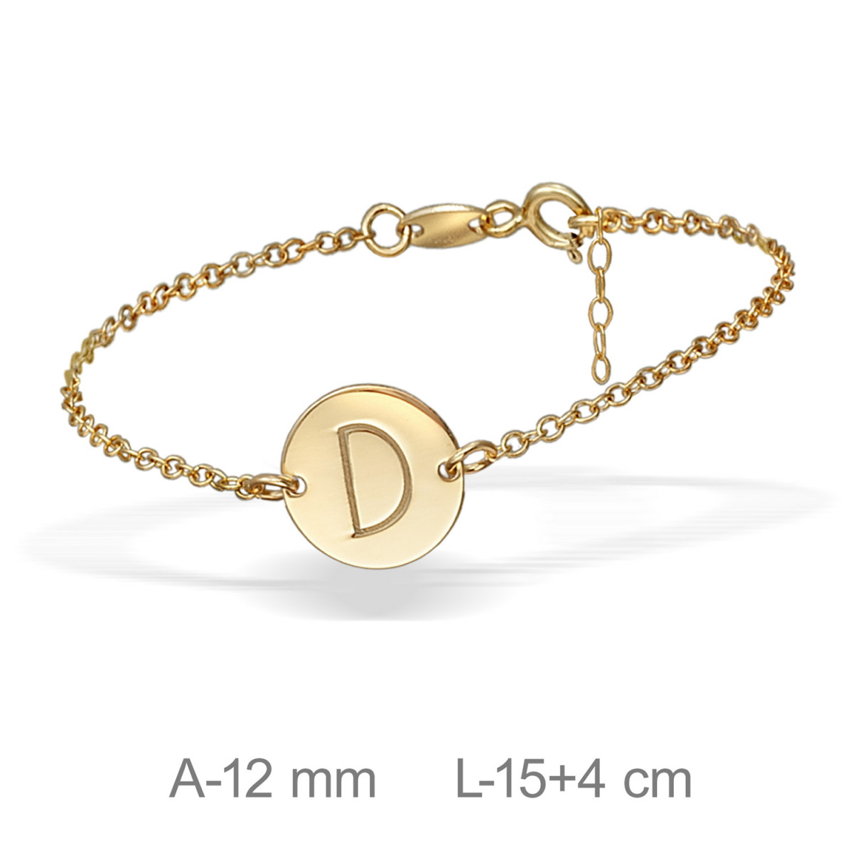 PULSERA PLATA BAÑO ORO LETRA D