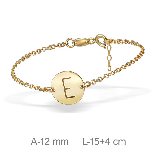 PULSERA PLATA BAÑO ORO LETRA E
