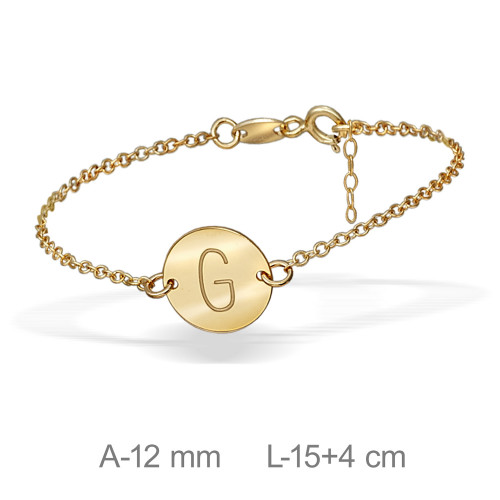 PULSERA PLATA BAÑO ORO LETRA G