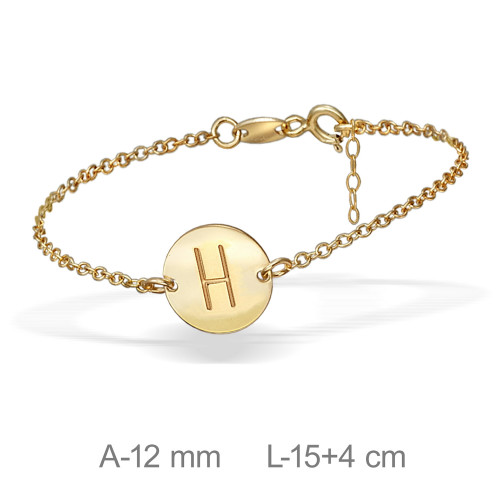 PULSERA PLATA BAÑO ORO LETRA H