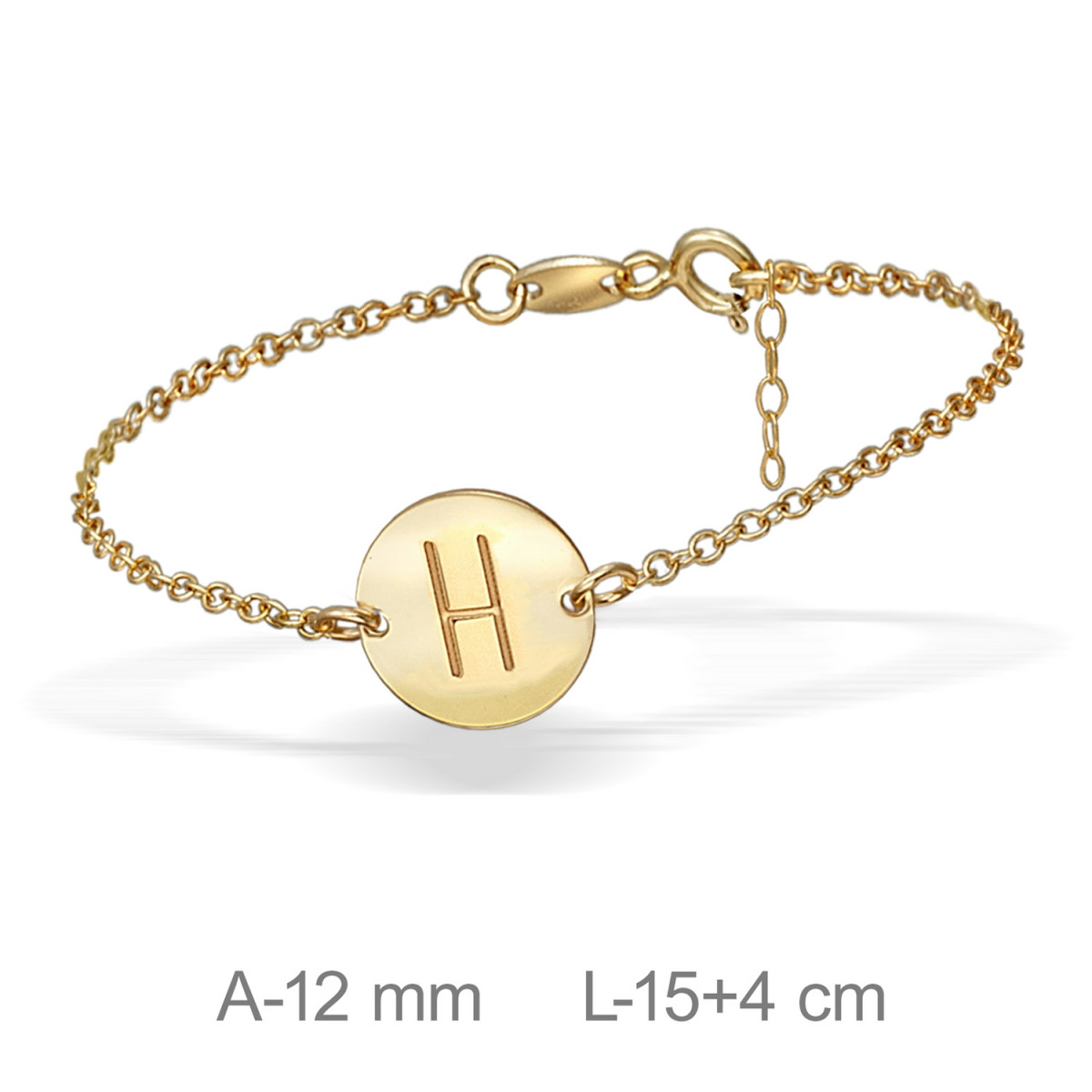 PULSERA PLATA BAÑO ORO LETRA H