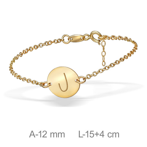 PULSERA PLATA BAÑO ORO LETRA J