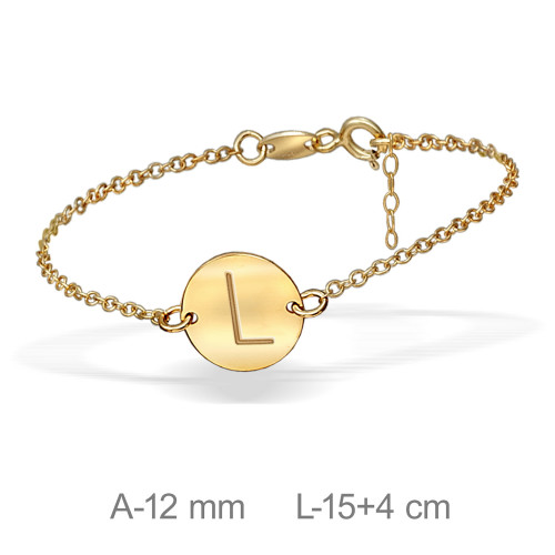 PULSERA PLATA BAÑO ORO LETRA L