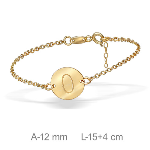 PULSERA PLATA BAÑO ORO LETRA O