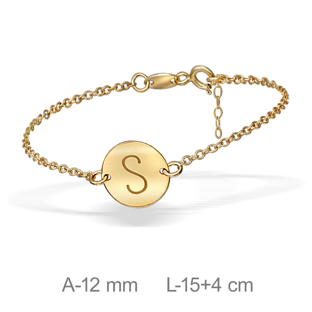 PULSERA PLATA BAÑO ORO LETRA S