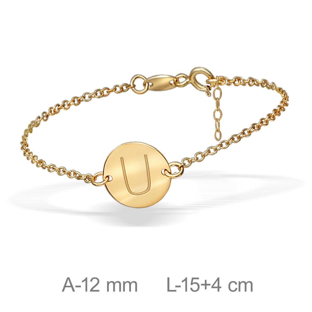 PULSERA PLATA BAÑO ORO LETRA U