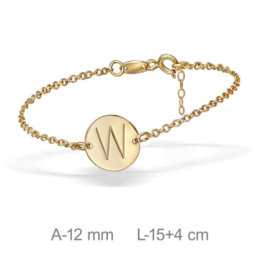 PULSERA PLATA BAÑO ORO LETRA W