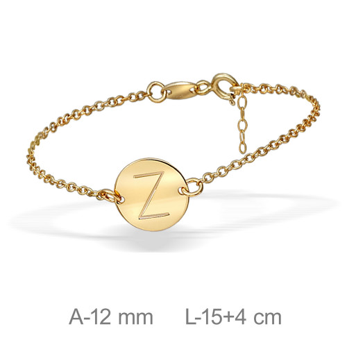 PULSERA PLATA BAÑO ORO LETRA Z