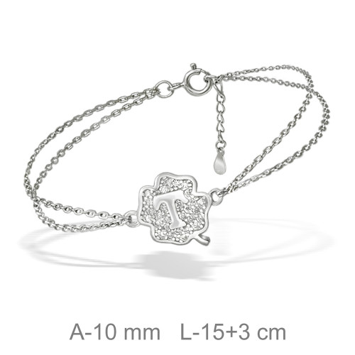 PULSERA PLATA TREBOL LETRA T