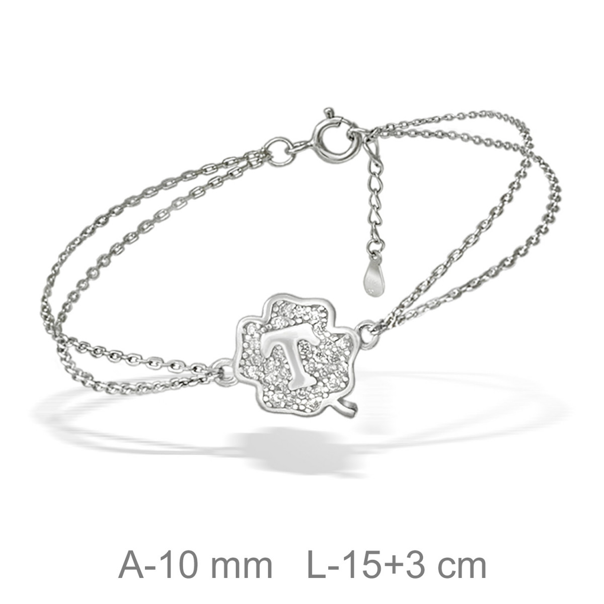 PULSERA PLATA TREBOL LETRA T