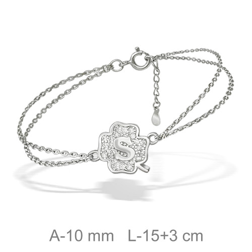 PULSERA PLATA TREBOL LETRA S