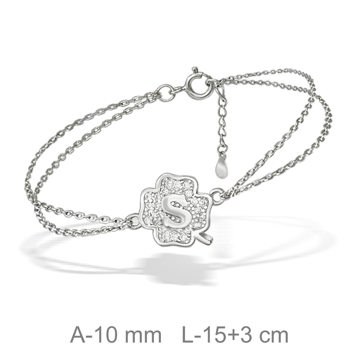 PULSERA PLATA TREBOL LETRA S