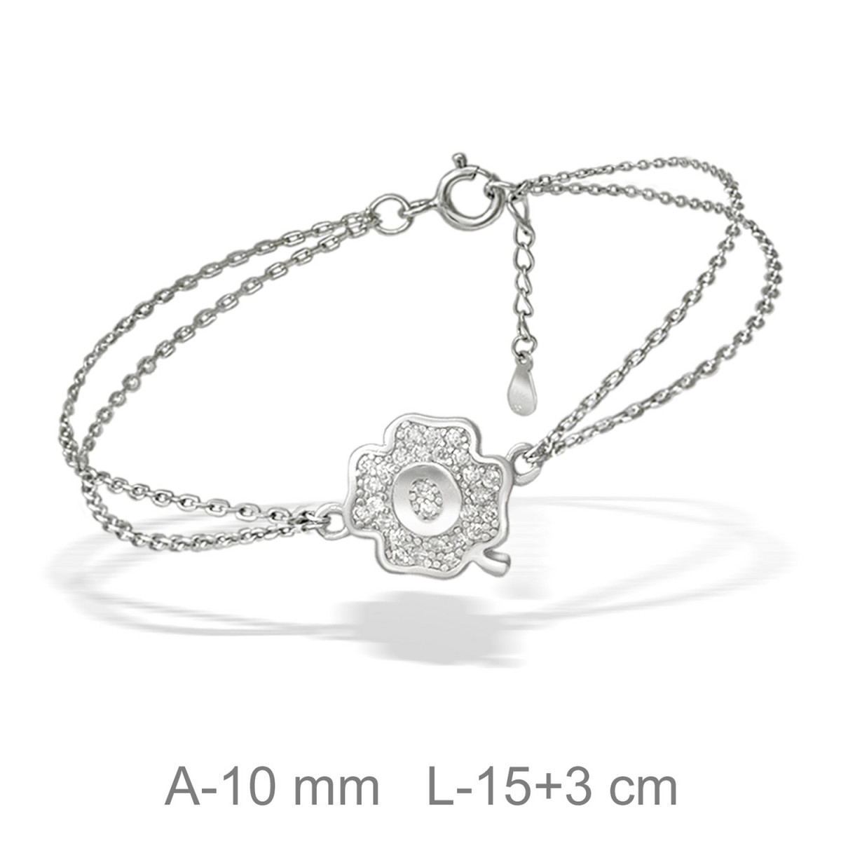 PULSERA PLATA TREBOL LETRA O