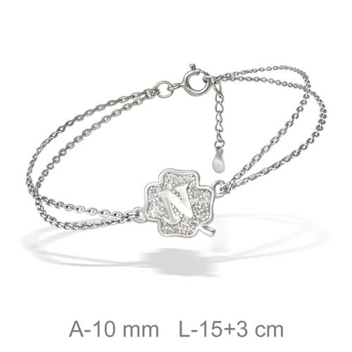 PULSERA PLATA TREBOL LETRA N