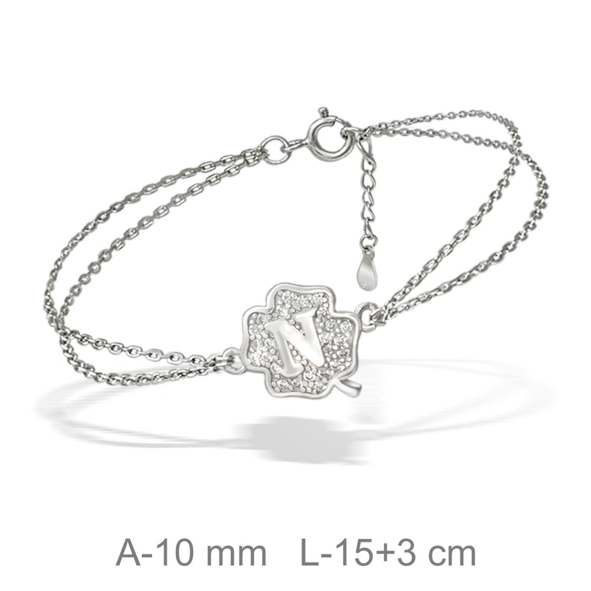 PULSERA PLATA TREBOL LETRA N