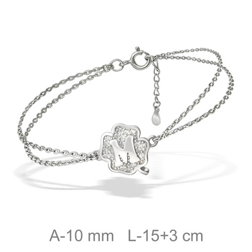 PULSERA PLATA TREBOL LETRA M
