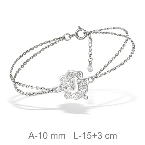 PULSERA PLATA TREBOL LETRA J
