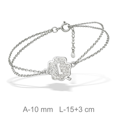 PULSERA PLATA TREBOL LETRA I