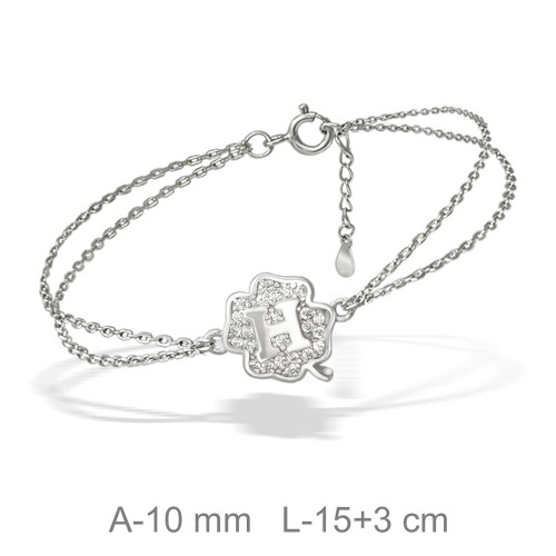 PULSERA PLATA TREBOL LETRA H