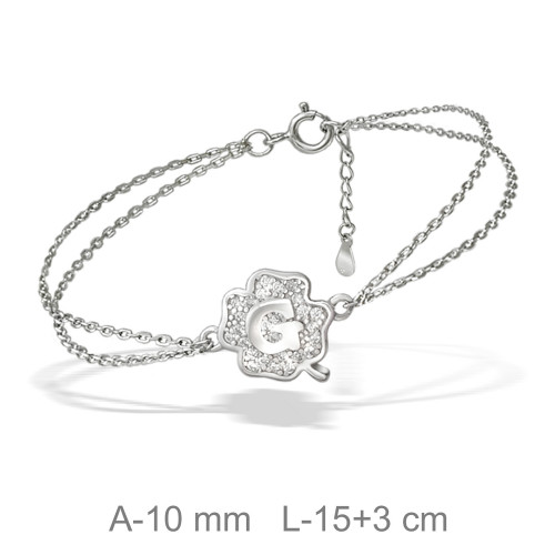 PULSERA PLATA TREBOL LETRA G