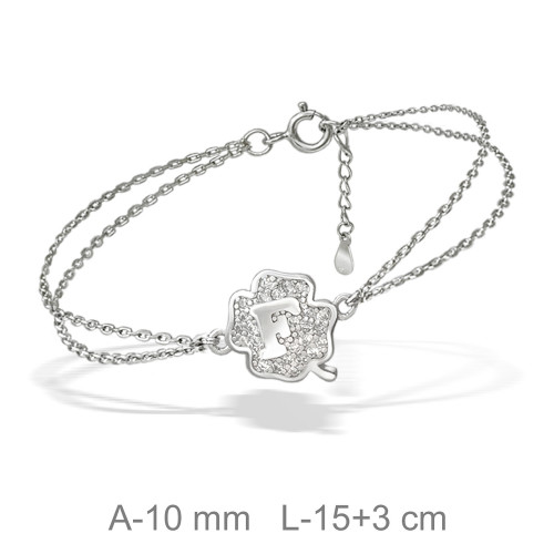 PULSERA PLATA TREBOL LETRA F