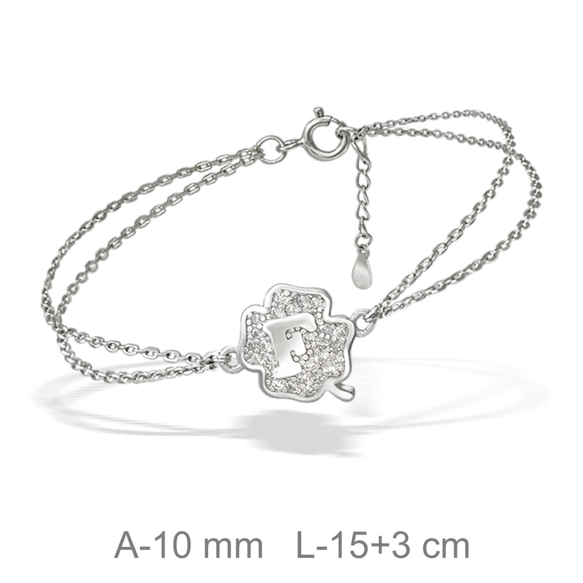 PULSERA PLATA TREBOL LETRA F