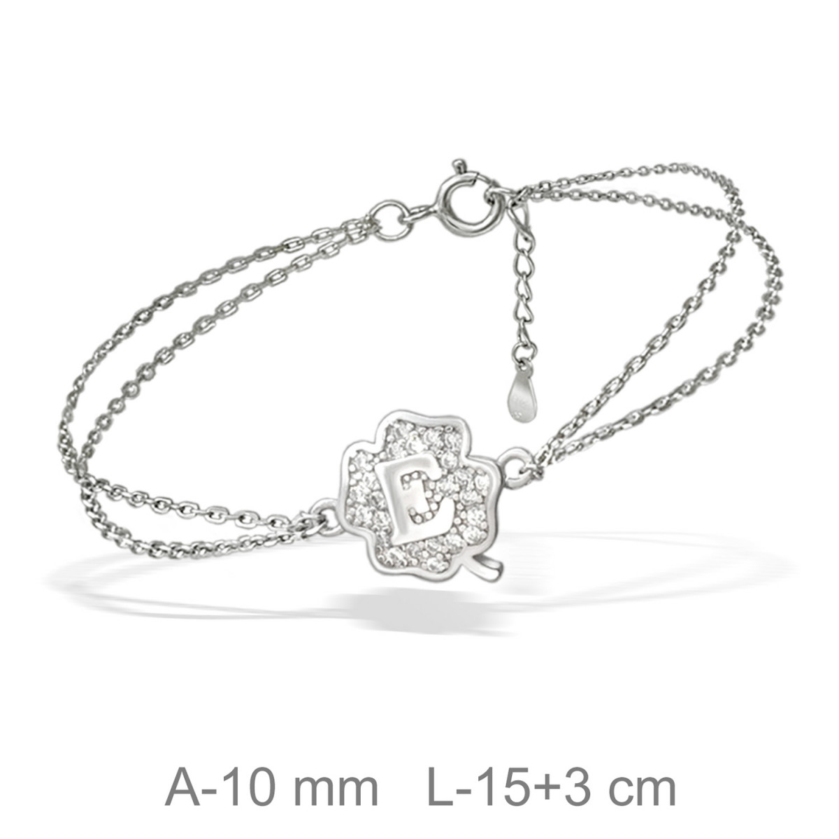PULSERA PLATA TREBOL LETRA E