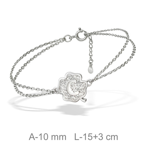 PULSERA PLATA TREBOL LETRA C