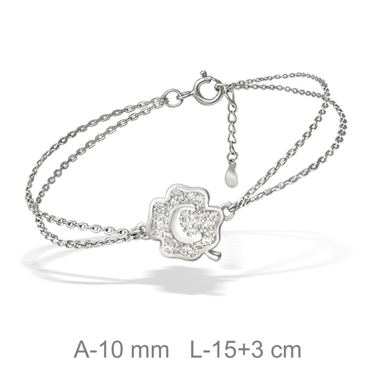 PULSERA PLATA TREBOL LETRA C