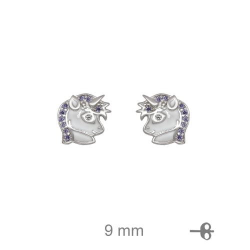PENDIENTES PLATA UNICORNIO ESMALTE COLOR