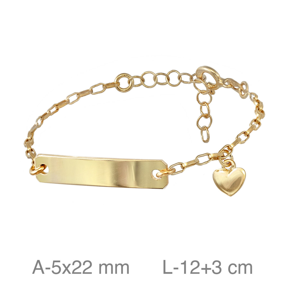 PULSERA PLATA B.ORO BEBE PLACA CORAZON