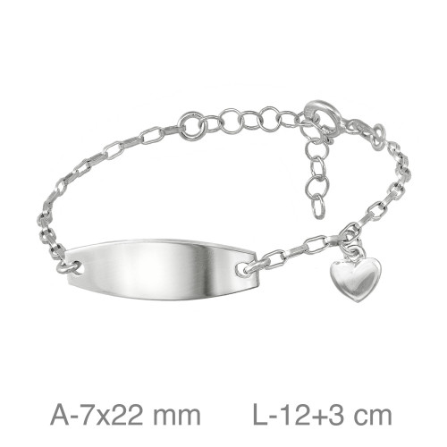 PULSERA PLATA BEBE PLACA CORAZON