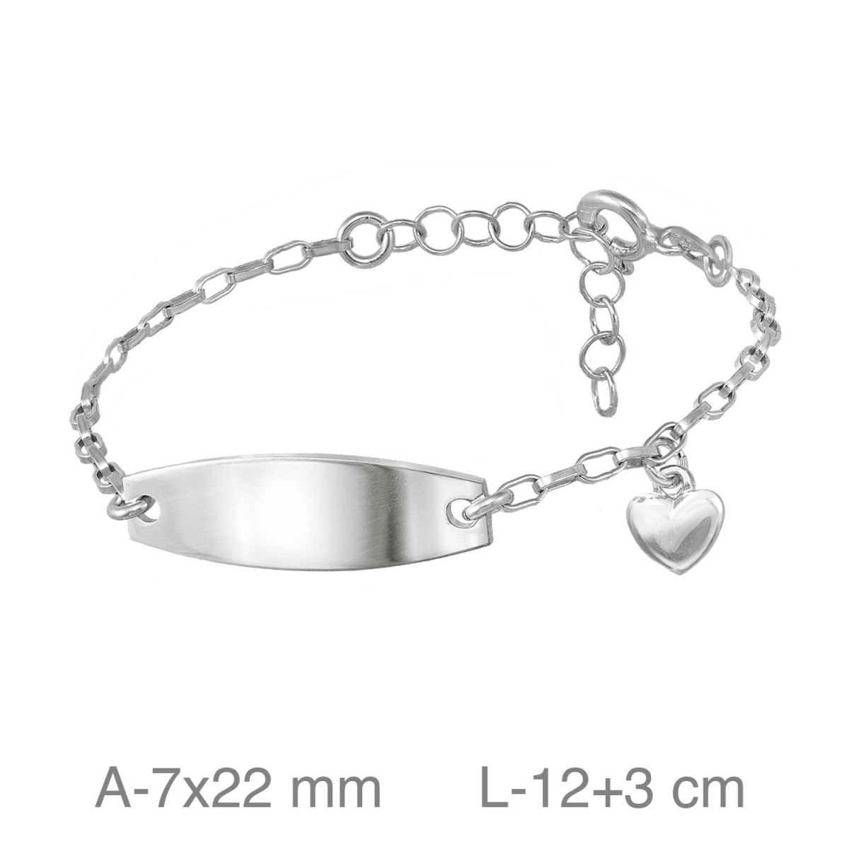 PULSERA PLATA BEBE PLACA CORAZON