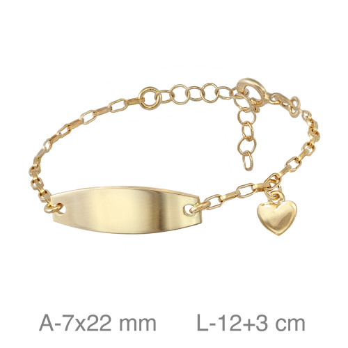 PULSERA PLATA B.ORO BEBE PLACA CORAZON