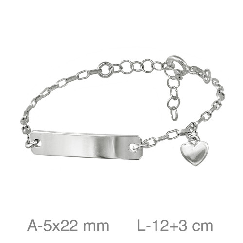 PULSERA PLATA BEBE PLACA CORAZON