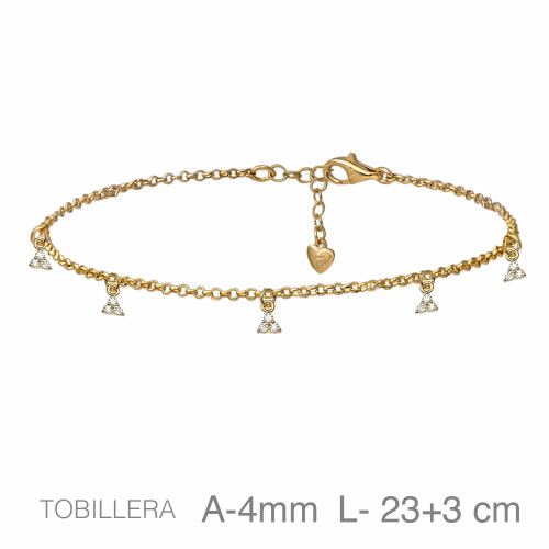 TOBILLERA PLATA B.ORO TRIANGULO ZTAS +e