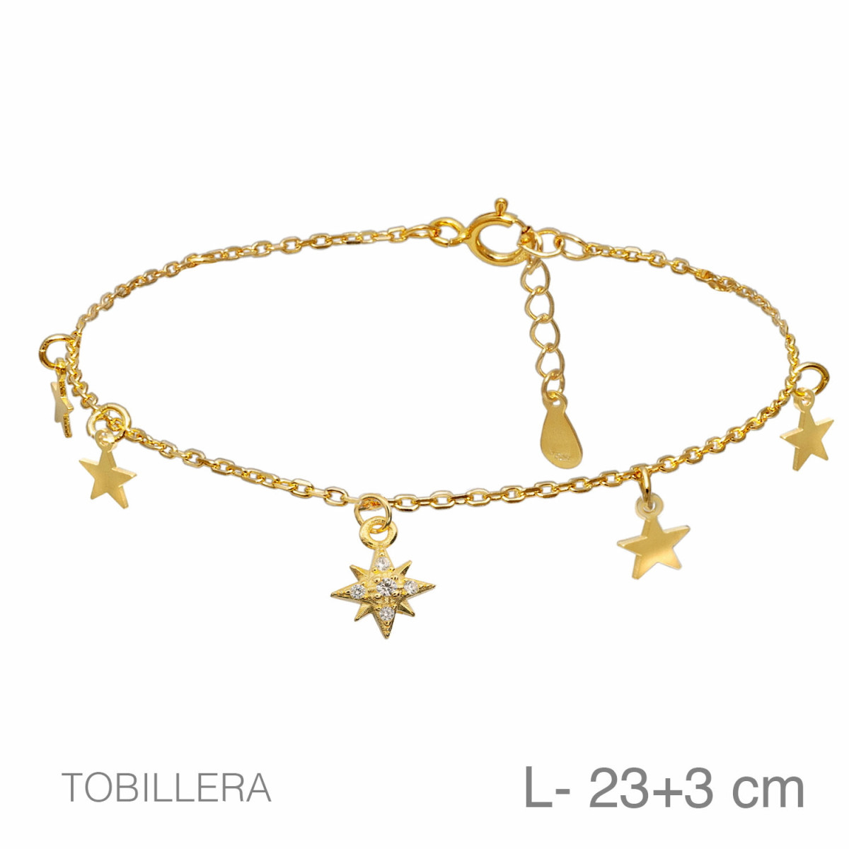 TOBILLERA PLATA B.ORO+e ESTRELLAS ZTA