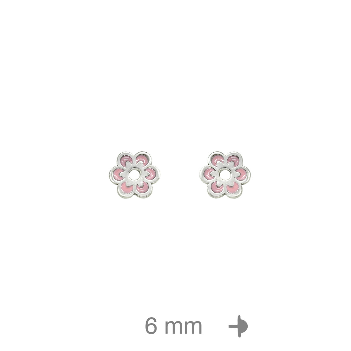 PENDIENTE PLATA FLOR ROSA ROSCA