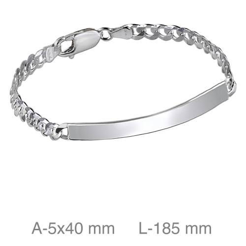 PULSERA PLATA PLACA 18CM