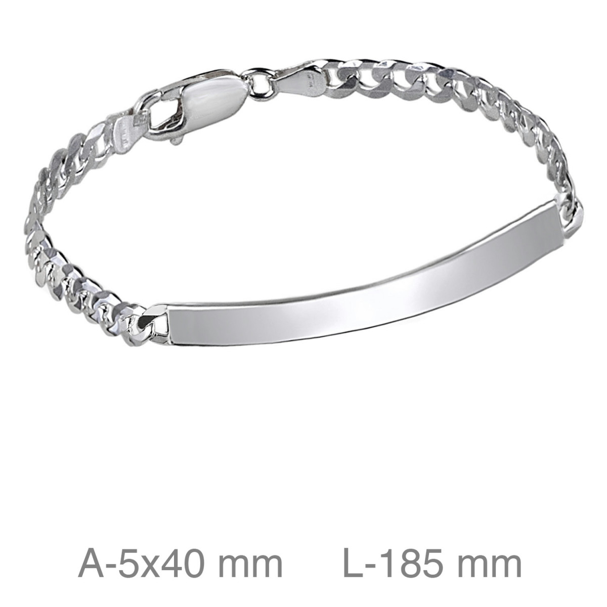 PULSERA PLATA PLACA 18CM