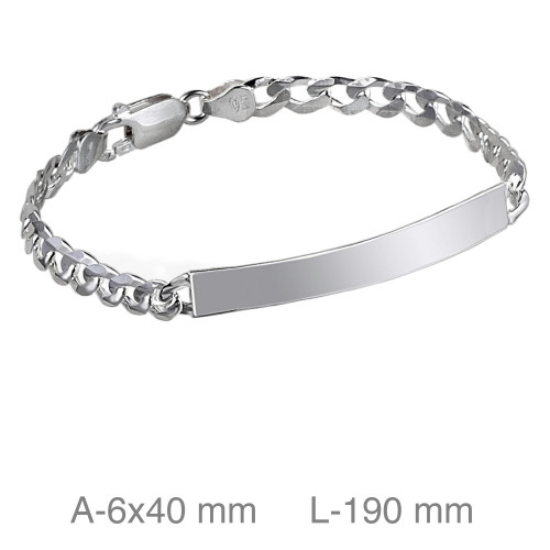 PULSERA PLATA PLACA 18CM
