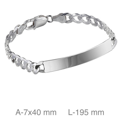 PULSERA PLATA PLACA 19CM