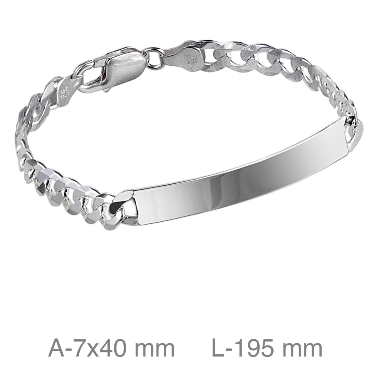 PULSERA PLATA PLACA 19CM