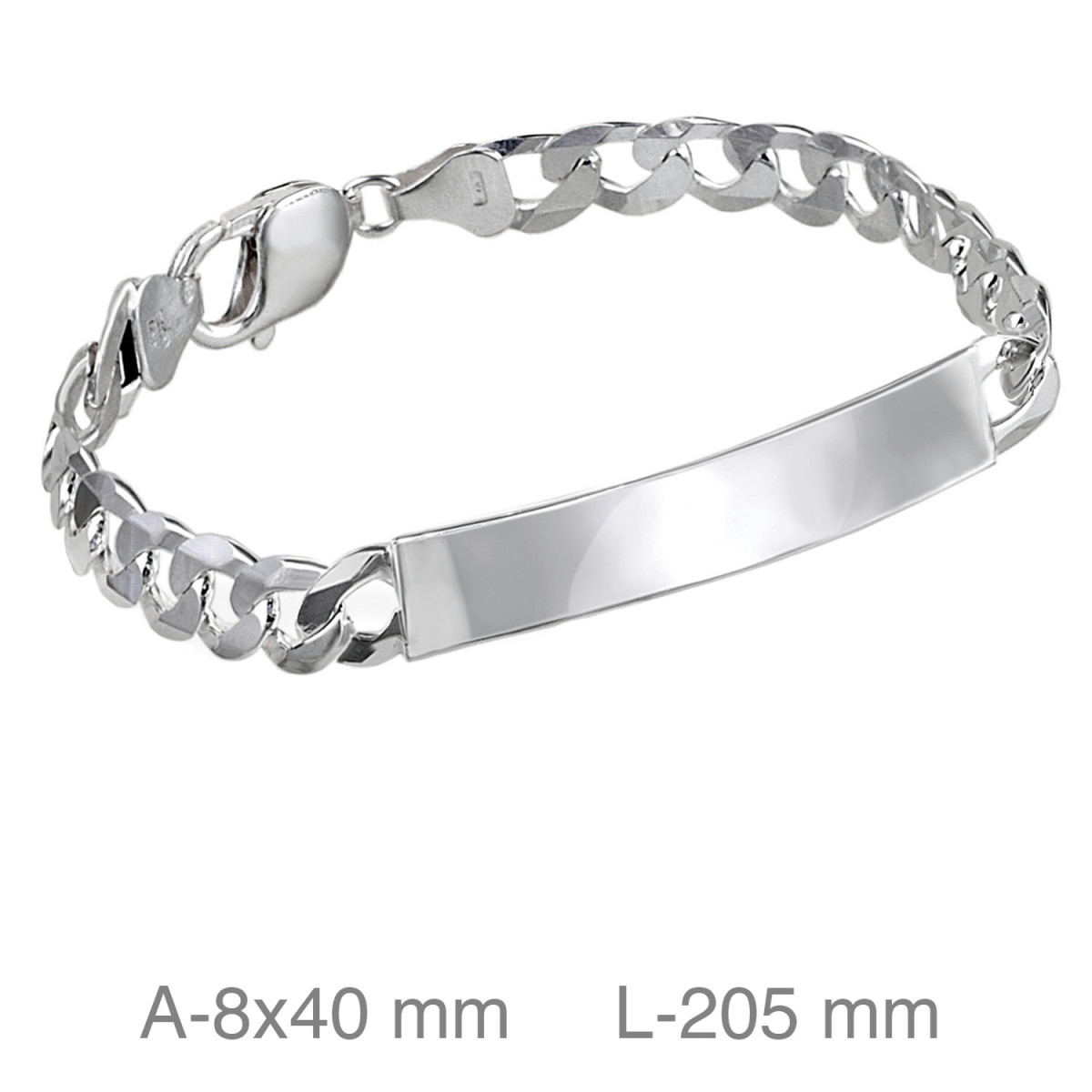 PULSERA PLATA PLACA 20CM