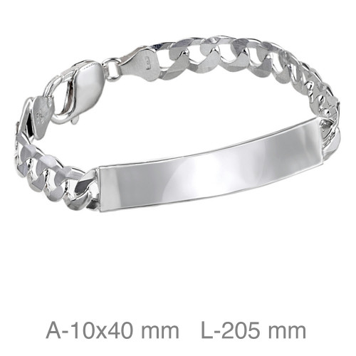 PULSERA PLATA PLACA 20CM